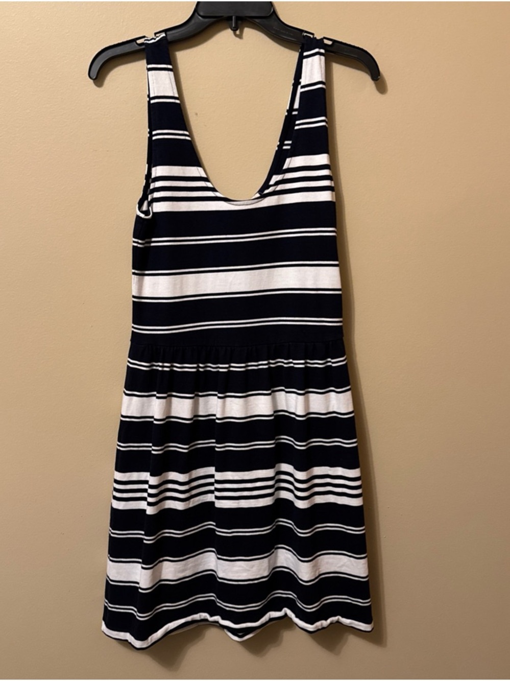 J. Crew Navy and White Striped Scoop Neck Mini Dress